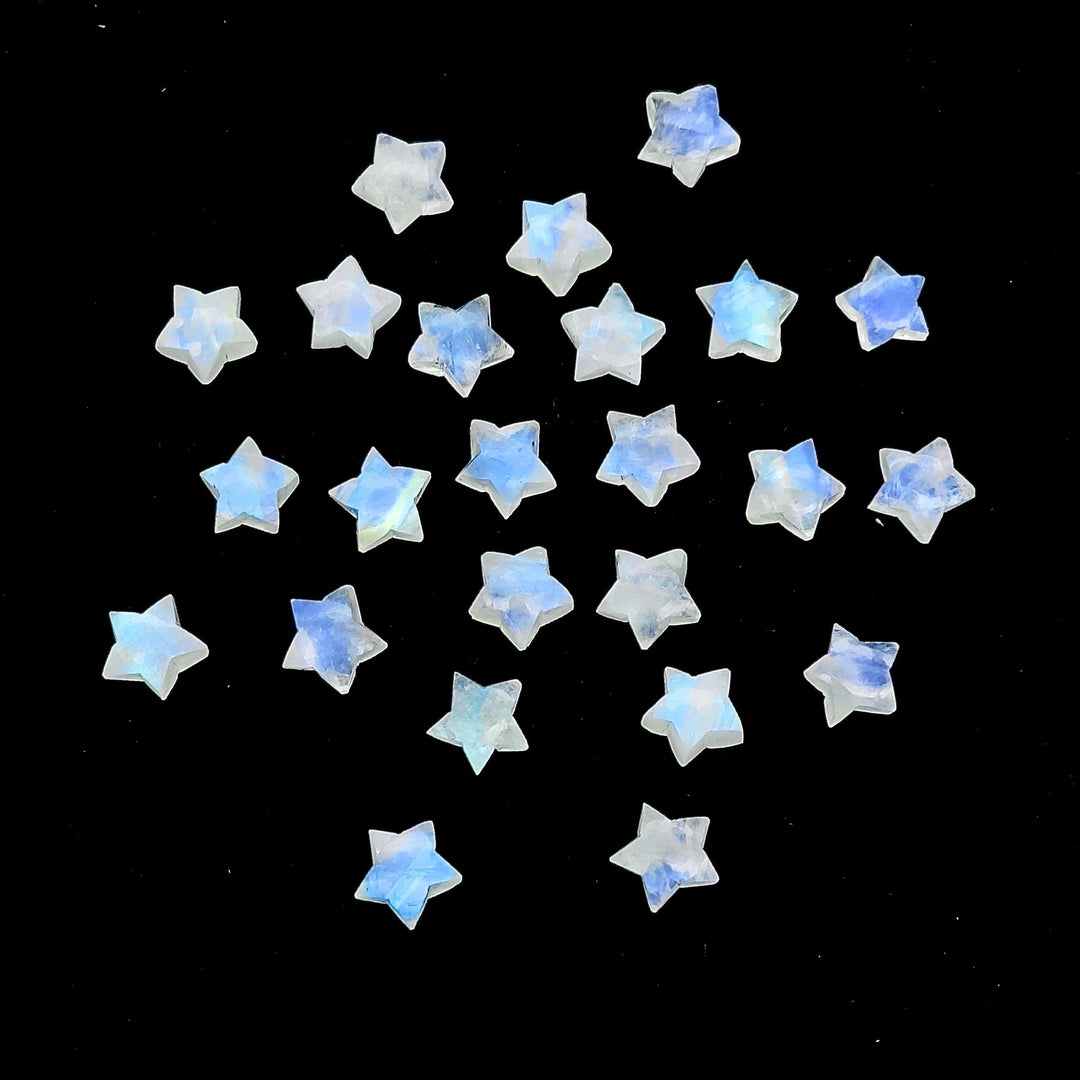 Superb Natural Rainbow Moonstone Star Shape Briolette's, Carved Smooth Star Shape Gemstone, 8 MM Star Shape Charms, Flashy Gemstone Crystals
