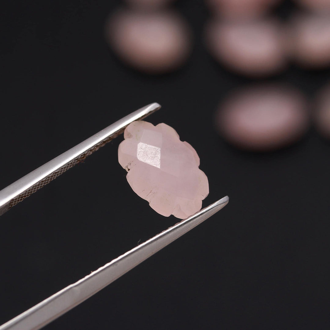 Natural Rose Quartz Clouds Shape Beads, Faceted Rose Quarz Cloud Shape Beads, Carved Cloud Shape Charms, 12 MM, Loose Carved Briolettes