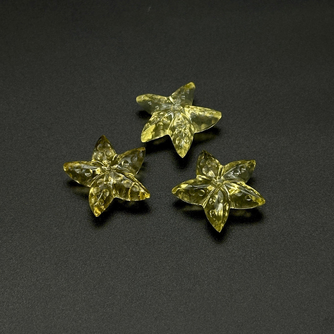 Lemon Quartz Star Fish Shape Gemstone, Natural Lemon Quartz Fish Shape Carved Beads, Star Fish Carvings, Handmade Carvings 20 MM