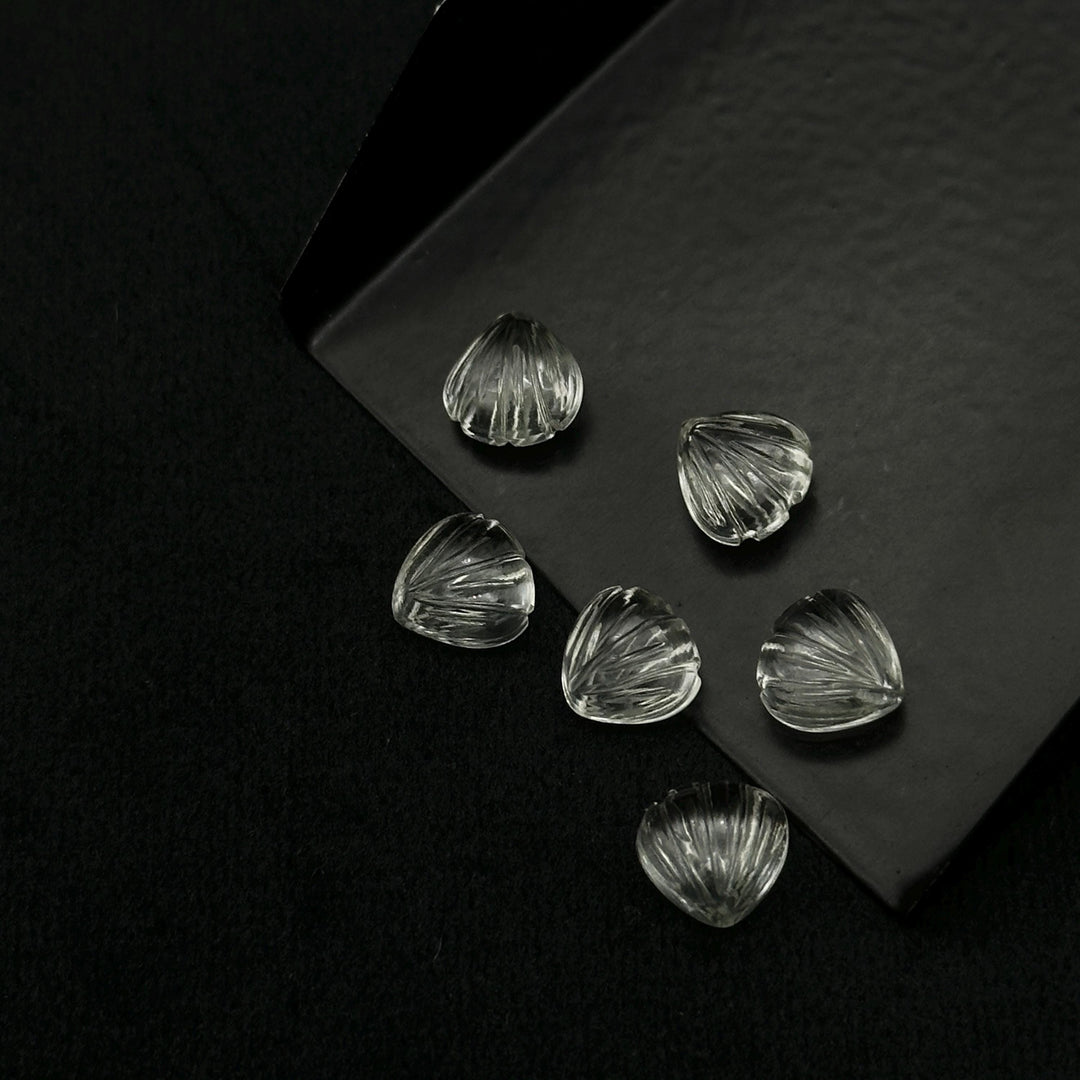 Natural Crystal Quartz Shell Shape Beads, 8 MM Hand Carved Seashells, Tiny Carved Beads, Shell Charms, Jewelry & Craft Making Gemstones