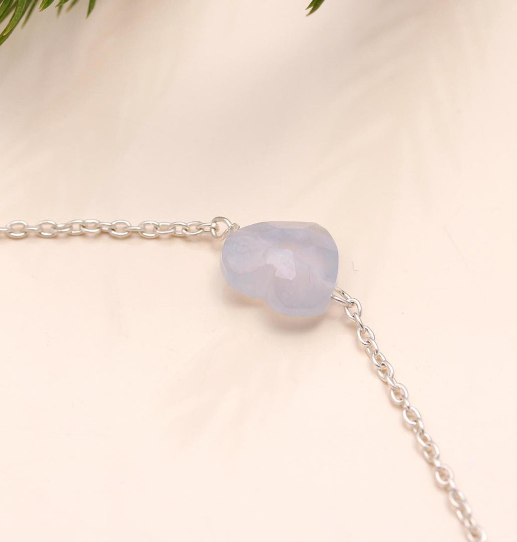 AAA Lace Agate Heart Shape Beads Bracelet, Lace Agate Heart Beads Bracelet, Women's Gift Chain Bracelet, 925 Silver Bracelet/Anklets