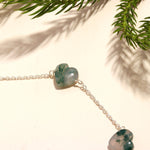 Load image into Gallery viewer, Natural Moss Agate Heart Beads Bracelet, Tree Agate Shape Heart Beads Bracelet, Girl's Gift Chain Bracelet, 925 Silver Gift for Her