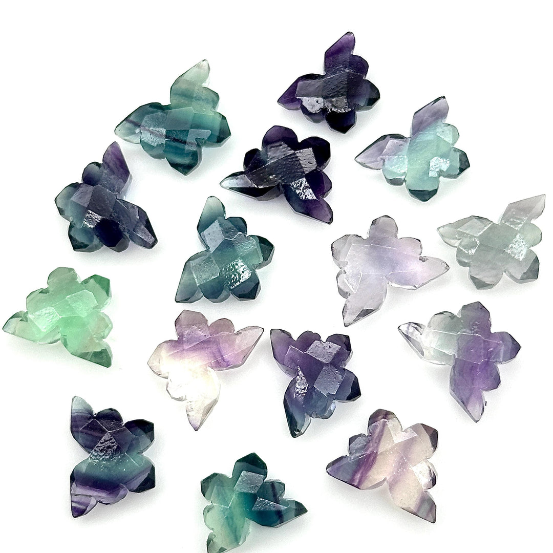 Multi Fluorite Butterfly Shape Beads, Faceted Carving Gemstone Beads, Multi Fluorite Animal Carving Beads For Jewelry, Charms Beads 14x10 MM