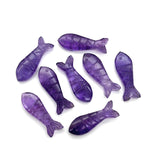 Load image into Gallery viewer, Carved Amethyst Fish Charm: Natural Purple Crystal Briolette (25mm)