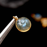 Load image into Gallery viewer, Labradorite Flower Pendant 16mm in Gold-Plated 925 Sterling Silver