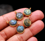 Load image into Gallery viewer, Labradorite Flower Pendant 16mm in Gold-Plated 925 Sterling Silver