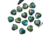 Neon Blue Copper Turquoise Heart Shape Beads, Blue Turquoise Heart Carving Beads, 10 MM Heart Gemstone, Mohave Turquoise Beads, Heart Charms