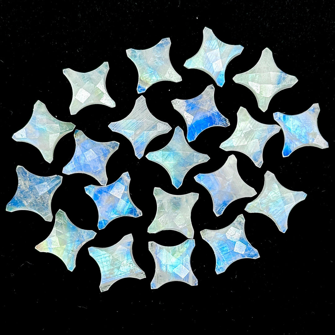 Top Quality Rainbow Moonstone Ninja Star Shape Beads, Natural Rainbow Moonstone Star Gemstone Beads, 15 MM, Star Shape Briolettes, Crystals