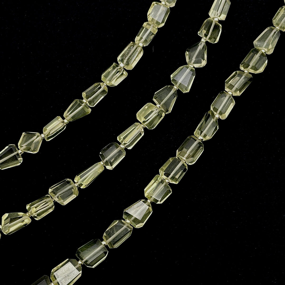 Natural Lemon Quartz Faceted Tumble Shape Gemstone Beads, Lemon Quartz Nuggets Shape Beads, 8" Fancy Wholesale Jewelry Beads, 6X8-7X9 MM
