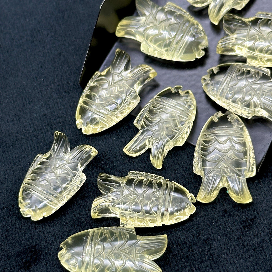 Beautiful Lemon Quartz Fish Gemstone, Beautiful Carved Fish Shape Beads, Feminine Energy Charm, 17X26 MM, Clear Yellow Fish Charm Pendant