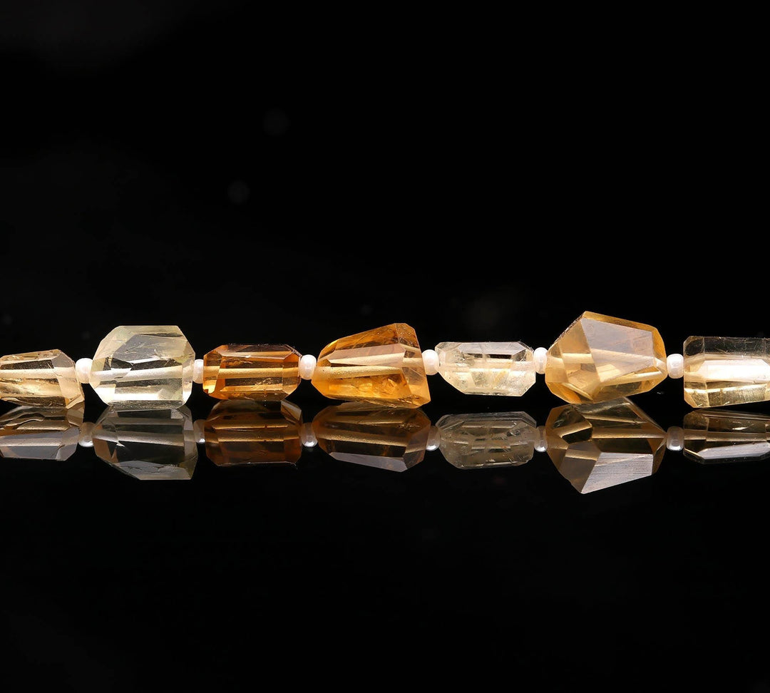 Citrine Tumble Shape Beads, Natural AAA Citrine Nuggets Shape Faceted Beads, Fancy Jewelry Making Beads, 6X8 - 7X9 MM, 8" Strand