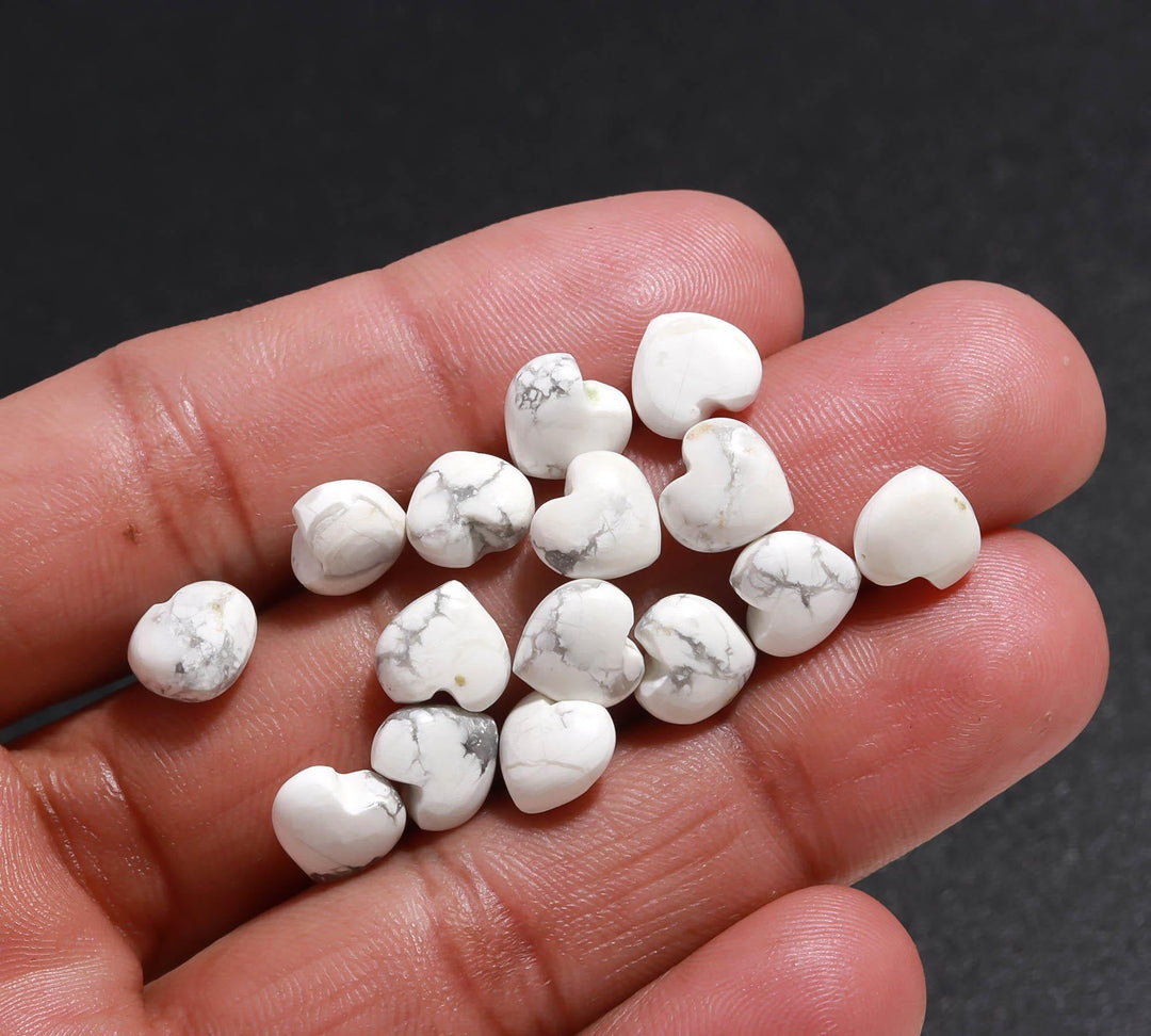 White Howlite Heart Shape Beads, AAA Howlite Heart Shape Smooth Gemstone Beads, Loose Wholesale Heart Charm Beads, 10 MM