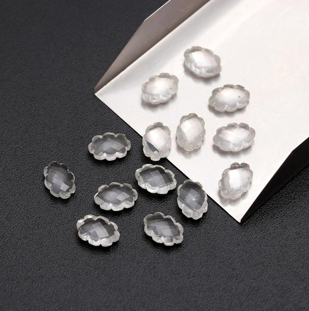 Cute Crystal Quartz Clouds Shape Beads, Faceted Clear Quarz Cloud Shape Beads, Carved Cloud Shape Charms, 12 MM, Loose Carved Briolettes