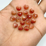 Load image into Gallery viewer, Red Sunstone Heart Briolette Beads: Faceted Gemstone, 8mm