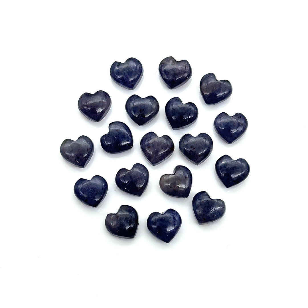 Natural Iolite Smooth Heart Shape Beads, AAA Blue Iolite Heart Shape Charms, Jewelry Making Wholesale Beads, Tiny Blue Hearts, 8 MM