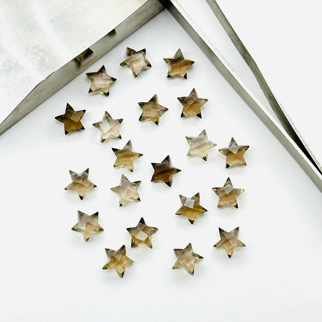 Natural Smokey Quartz Stars Shape Briolettes, AAA Brown Smokey Quartz Star Shape Beads, Jewelry Making Loose Gemstones, 6 MM Mini Star Charm