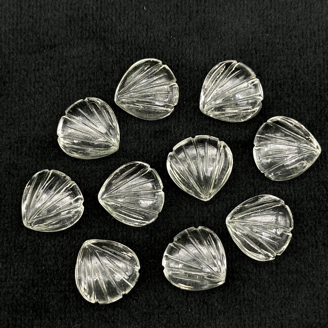 Natural Crystal Quartz Carved Shell Shape Beads, 12 MM Shell Beads, Carved Gemstone, Seashell Charm Gemstone, Hand Carved Shell Charms Beads