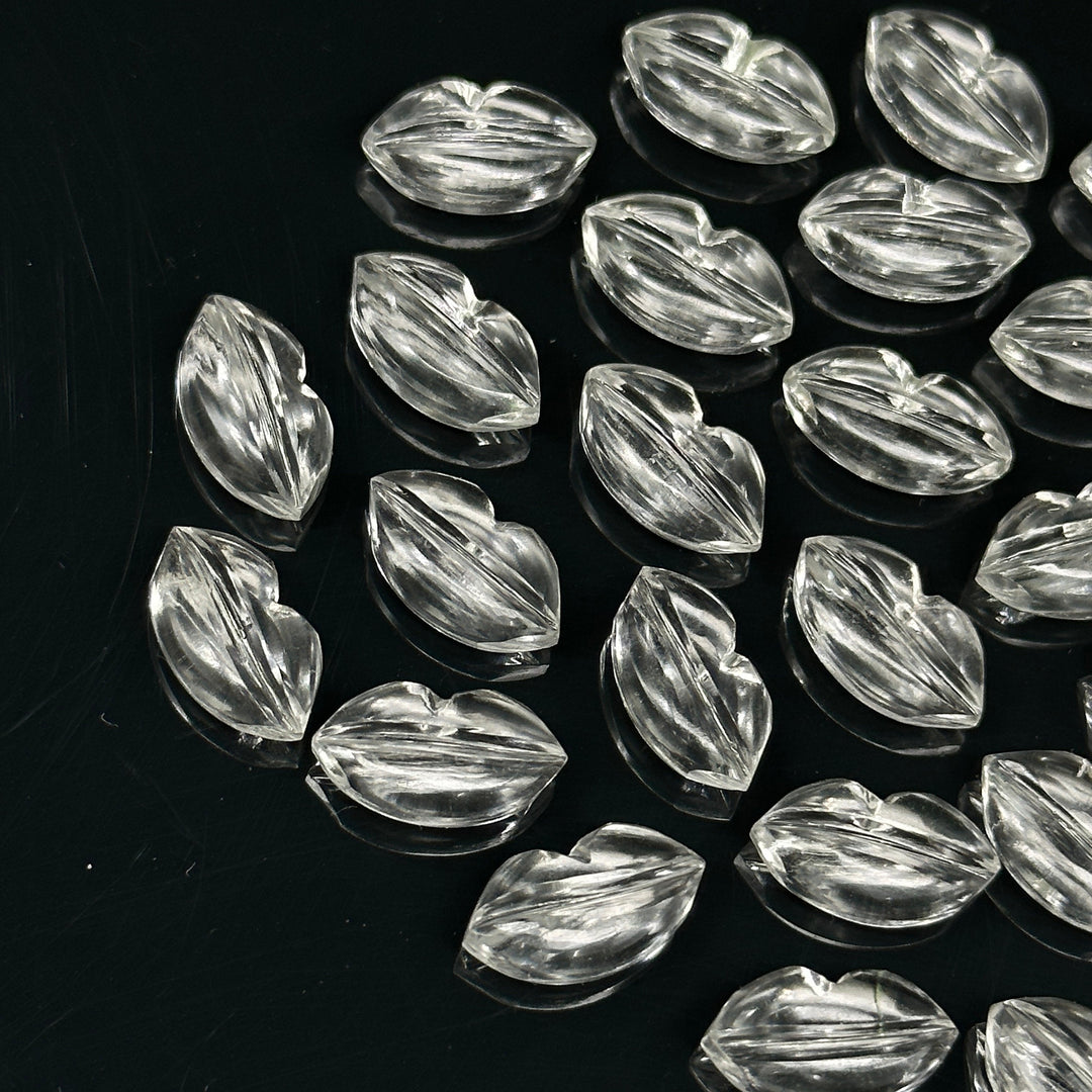 Beautiful Natural Crystal Quartz Lips Shape Beads, Hand Carved Lips Shape Gemstone Beads, Lips Shape Gemstone Charm, 14X8 MM, Briolette Bead