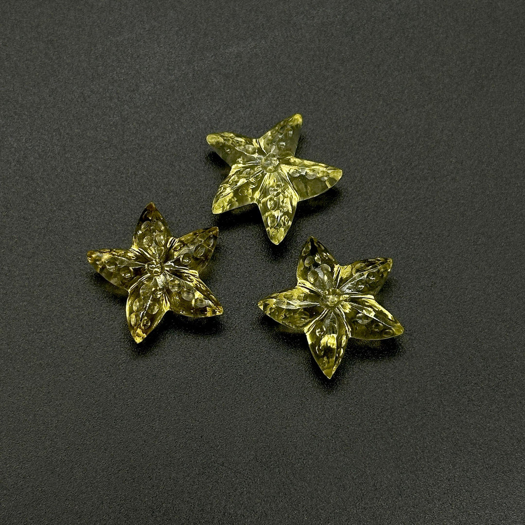 Lemon Quartz Star Fish Shape Gemstone, Natural Lemon Quartz Fish Shape Carved Beads, Star Fish Carvings, Handmade Carvings 20 MM