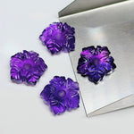 Load image into Gallery viewer, Hand Carved Amethyst Flower Gemstone Beads: 16mm Purple Jewelry