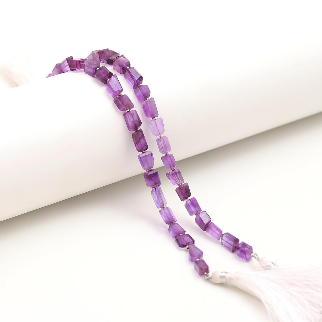 Natural Amethyst Faceted Tumble Beads, 8 MM Purple Amethyst Nuggets Shape Beads, 8" Strand Fancy Jewelry Making Beads Loose Purple Beads