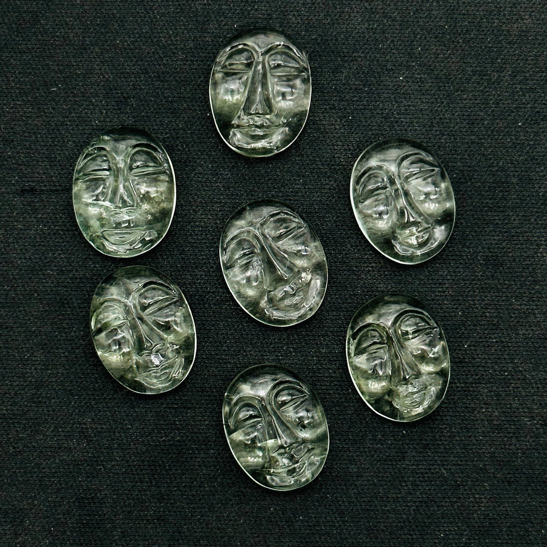 1,2,3,4,5 Pcs Natural green Amethyst oval face Shape Carving, Hand carved fancy shape Gemstone, carved Gemstone jewelry Making,18X14 mm