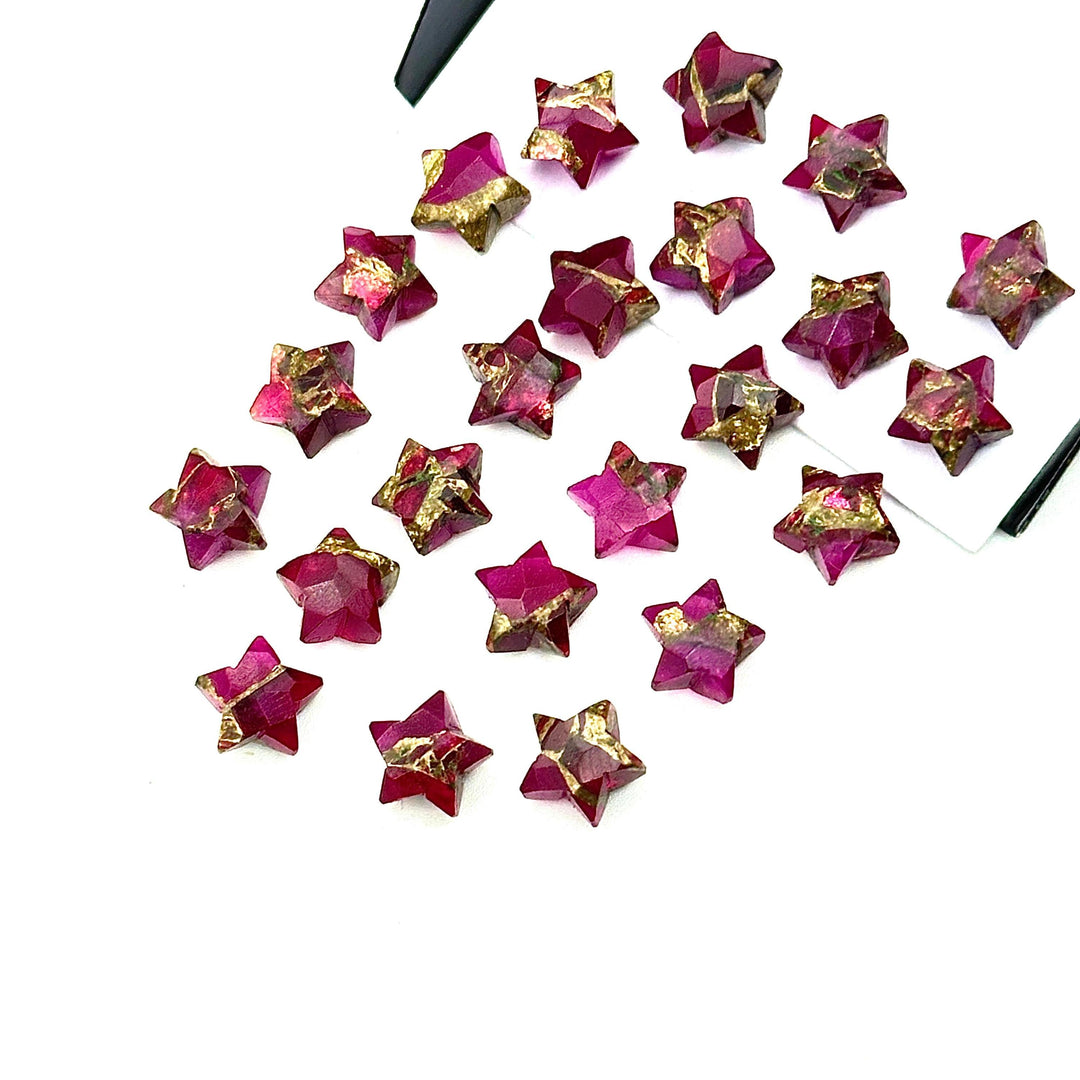Cute Pink Turquoise Star Shape Beads, Hot Pink Copper Turquoise Faceted Star Beads, Hand Carved Gemstone Beads, Star Charm for Jewelry 8 MM