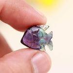 Load image into Gallery viewer, Natural Fluorite Fish Shape Stone, Hand Carved Fluorite Sea Fish for Jewelry Making, 15 MM