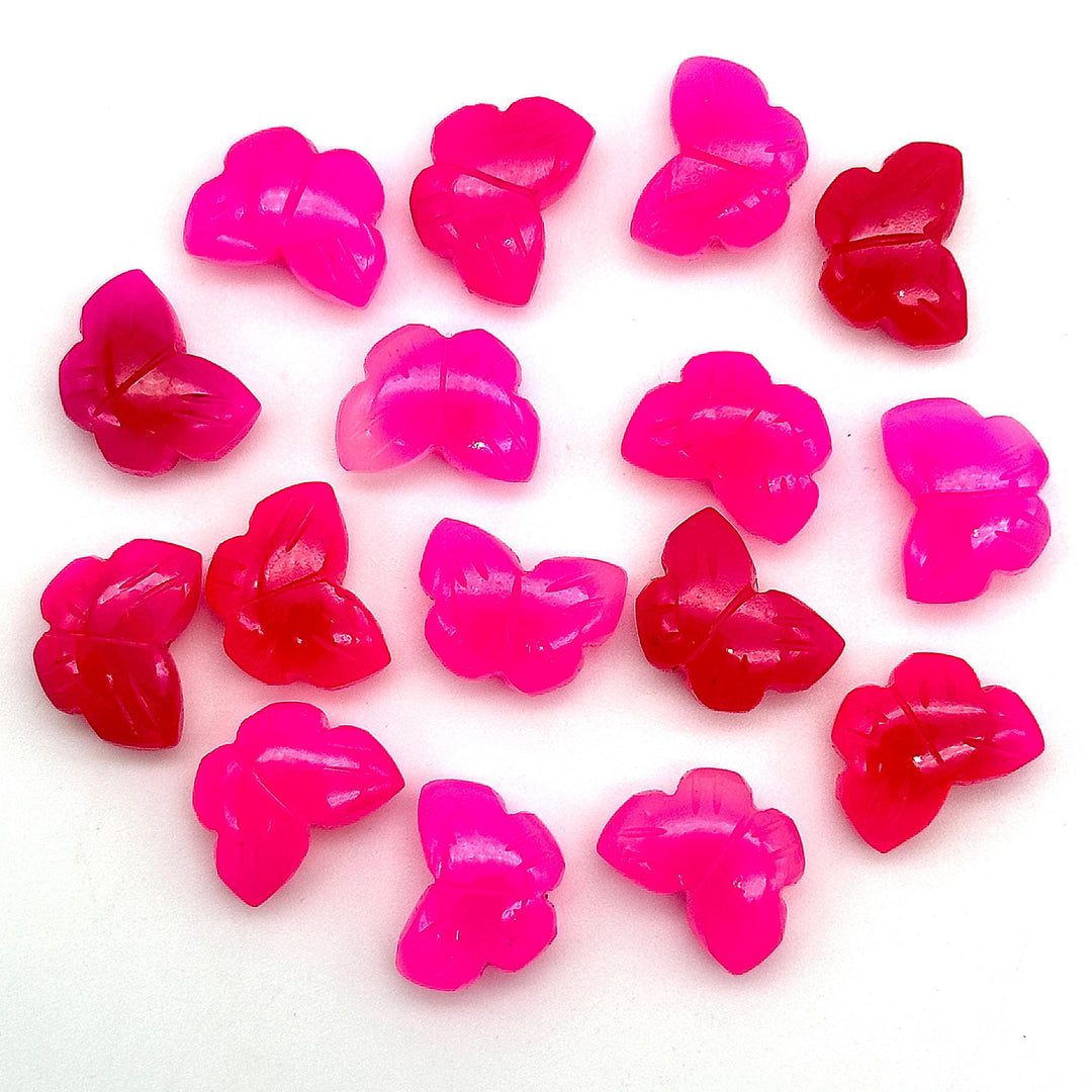 Dazzling Hot Pink Chalcedony Butterfly Shape Beads, Hot Pink Hand Carved Butterfly Briolettes, Gemstone Charms for Jewelry Making, 13 MM