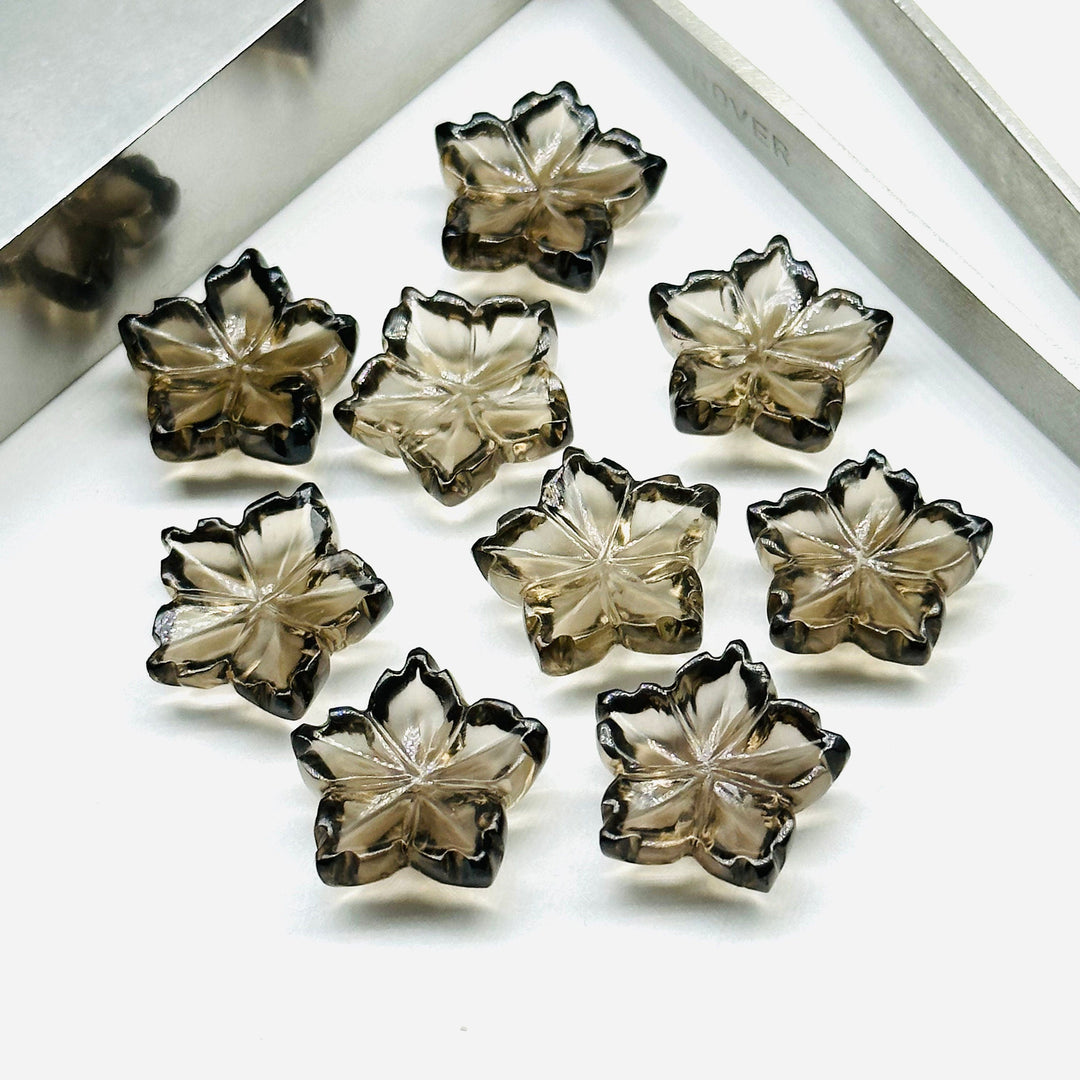 2,3,4,5pcs 100% Natural smokey quartz Flower Shape Carved Gemstone, Flower Shape Carving, Carved Gemstone For Jewelry 14mm