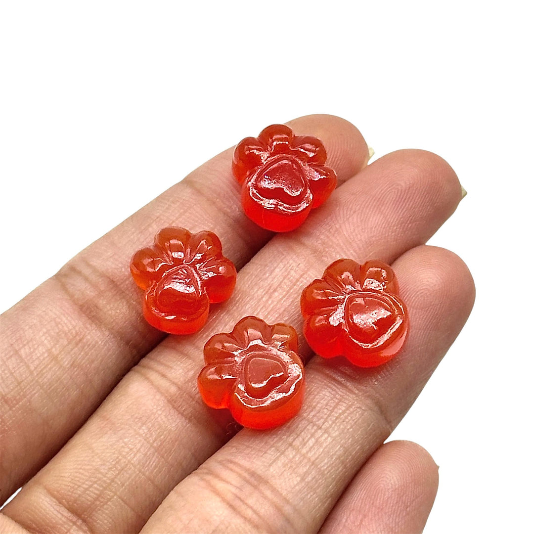 Super Cute Natural Carnelian Dog Paw Carving, AAA+ Quality Gemstone Paw Carving, 13 MM Little Paw Charm, Gift For Dog Lover, God Owner Gifts