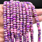 Load image into Gallery viewer, Purple Pink Copper Turquoise Beads, Copper Turquoise Faceted Rondelle Beads, 8-10 mm, 4 Inch Line, Wholesale Beads, Jewelry Making Beads