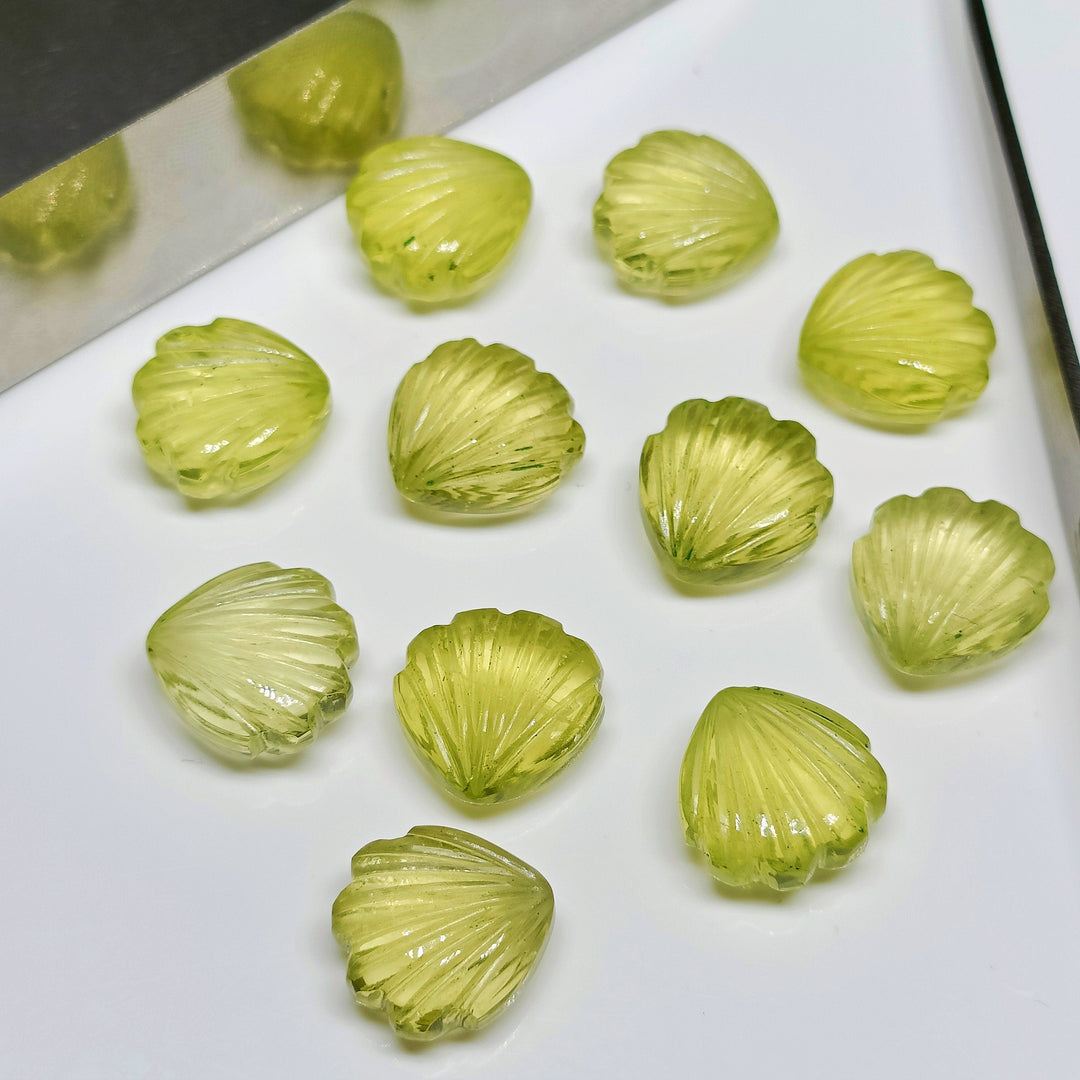 Natural Lemon Quartz Shell Shape Briolette's, 12MM Hand Carved Lemon Quartz Shell BEads, Ocean Shell Gemstone For Jewelry, Shell Charms