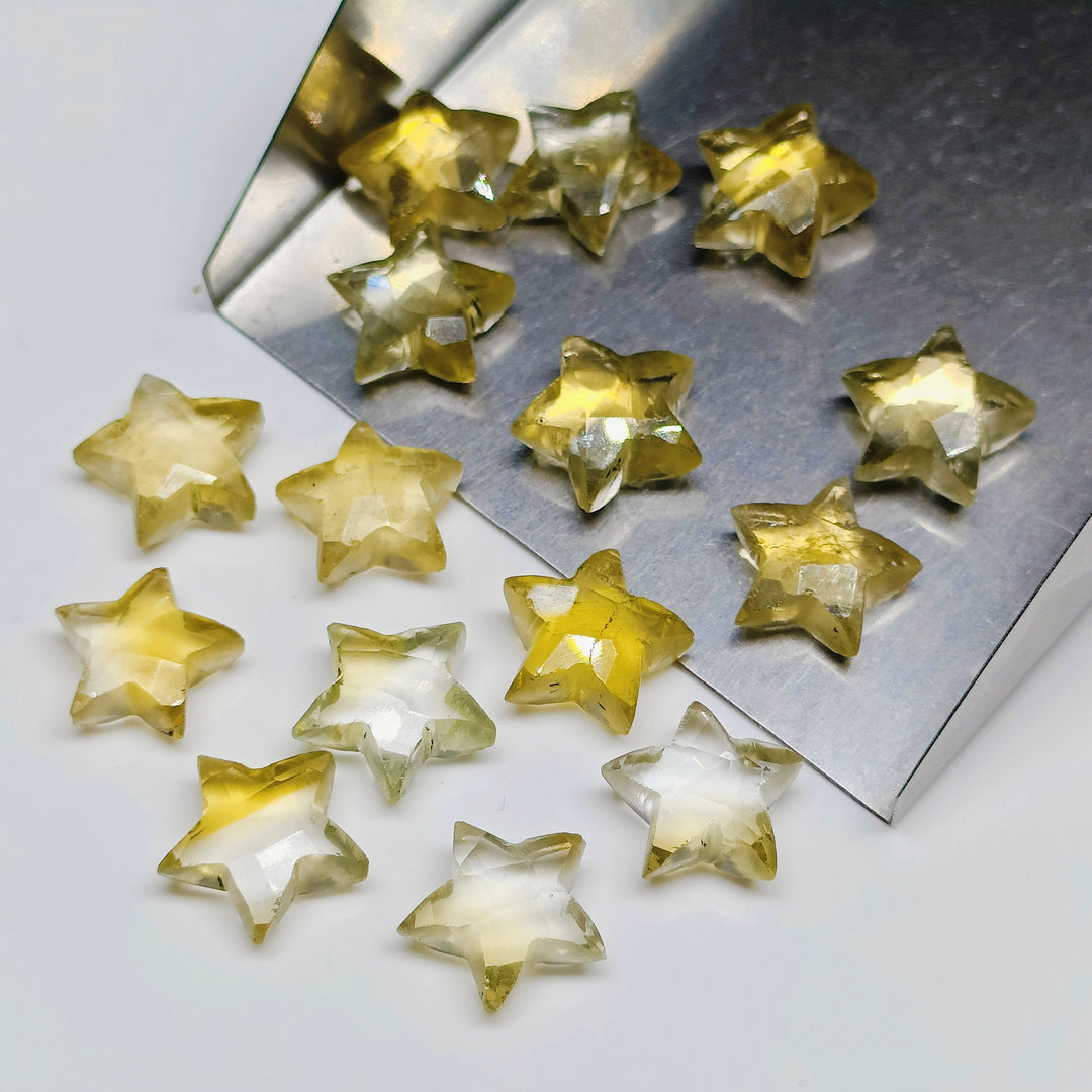 AAA Natural Citrine Star Shape Briolettes, Citrine Faceted Carved Star Shape Beads, Star Shape Gemstone Charms, 10 MM Yellow Star Beads