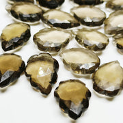 Smoky Quartz Fancy Shape Hand Carved Gemstones, 16X10 MM Brown Quartz Pear Shape Carving Loose Gemstone Beads, Leave Shape Beads for Jewelry