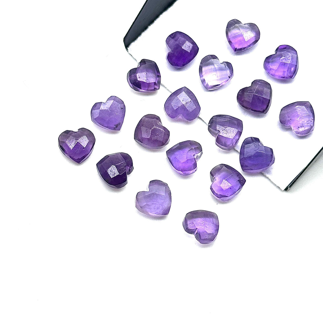 Natural Purple Amethyst Heart Shape Briolettes, AAA Amethyst Heart Shape Faceted Gemstone Beads, Loose Wholesale Heart Charm Beads, 8 MM