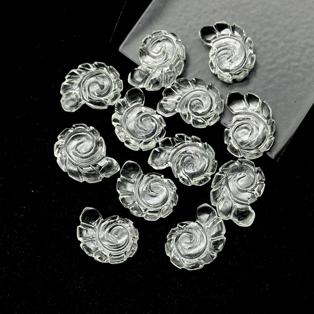 AAA Crystal Quartz Carved Shell Beads, Natural Crystal Quartz Hand Carved Shell Shape Gemstone, Seashell Charm, 16 MM, Snail Shell Diy Beads