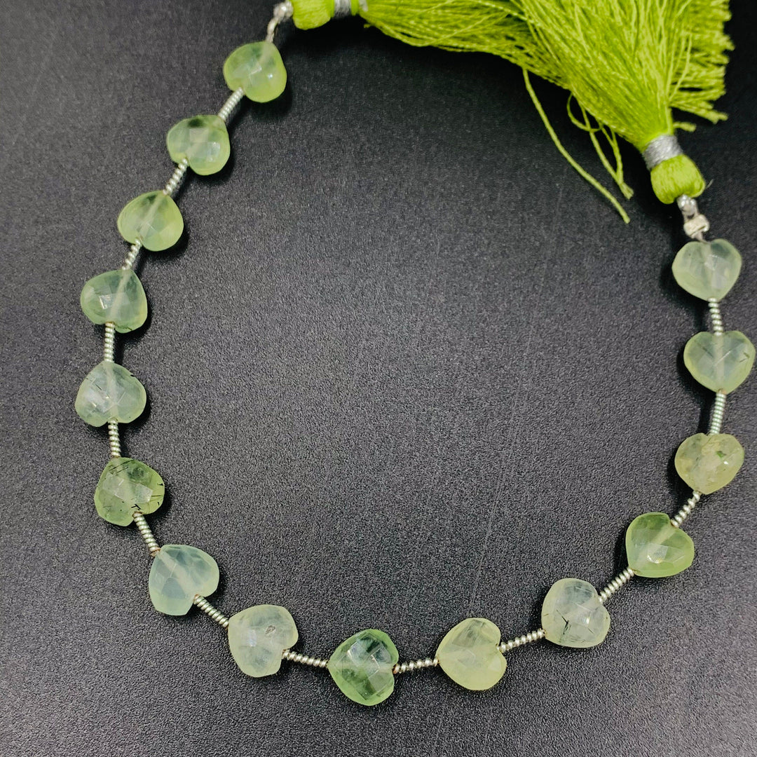 5,6,7,8,9,10 Pcs 100% Natural Prehnite Heart Shape Faceted Briolettes, Heart Shape Faceted Gemstone, loose Gemstone For Jewellery 8 mm