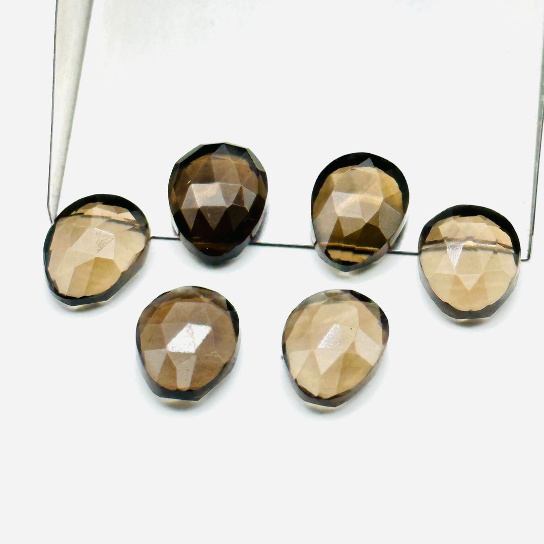 2,3,4,5pcs A-one Quality smokey quartz freeform Rosecut, faceted rosecut, gemstone for jewelry, jewelry making rosecut 10X14 mm