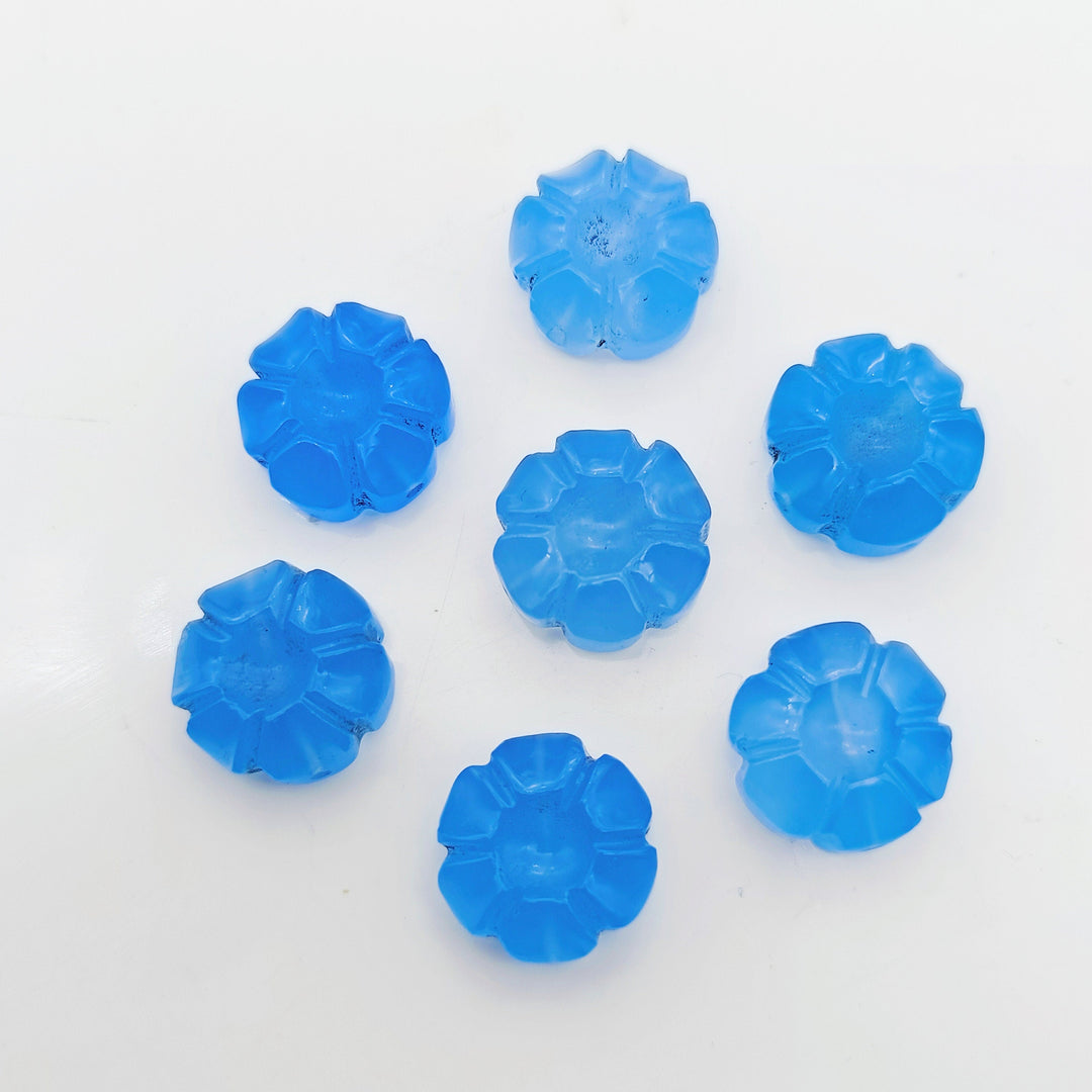 2,3,4,5 pcs 100% Natural Blue Chalcedony Flower Shape Carved Gemstone, Flower Shape Carving, Carved Gemstone For Jewlery 12 mm