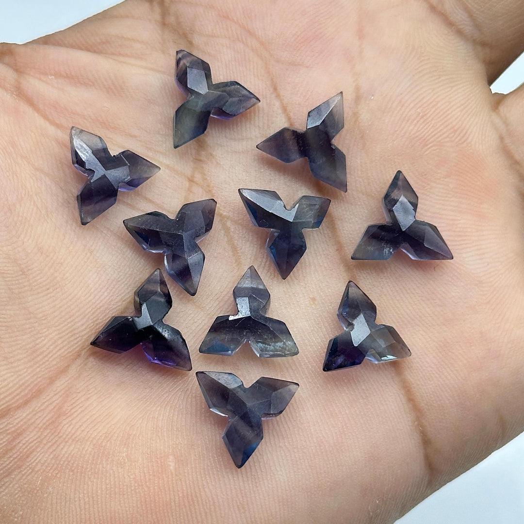 Natural Multi Fluorite Ninja Star Shape Gemstone, Fluorite Hand Carved Star Shape Beads for Jewelry Making, Faceted Briolette's, 12 MM