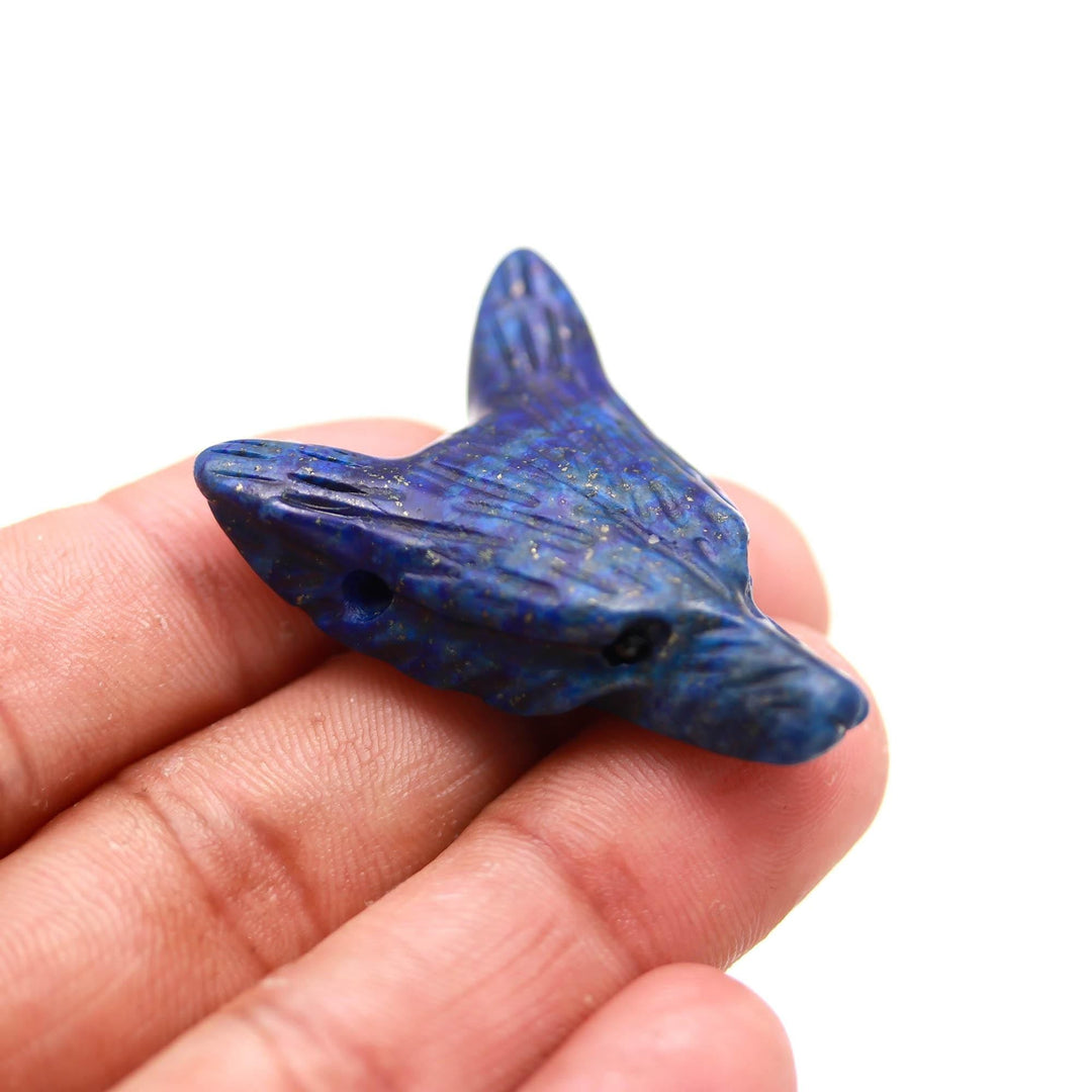 Natural Lapis Lazuli Fox Head, AAA Onyx Jewelry Making Gemstones Side Drill from Ear, Head Carved Beads, Reiki Healing Crystal, Home Decor