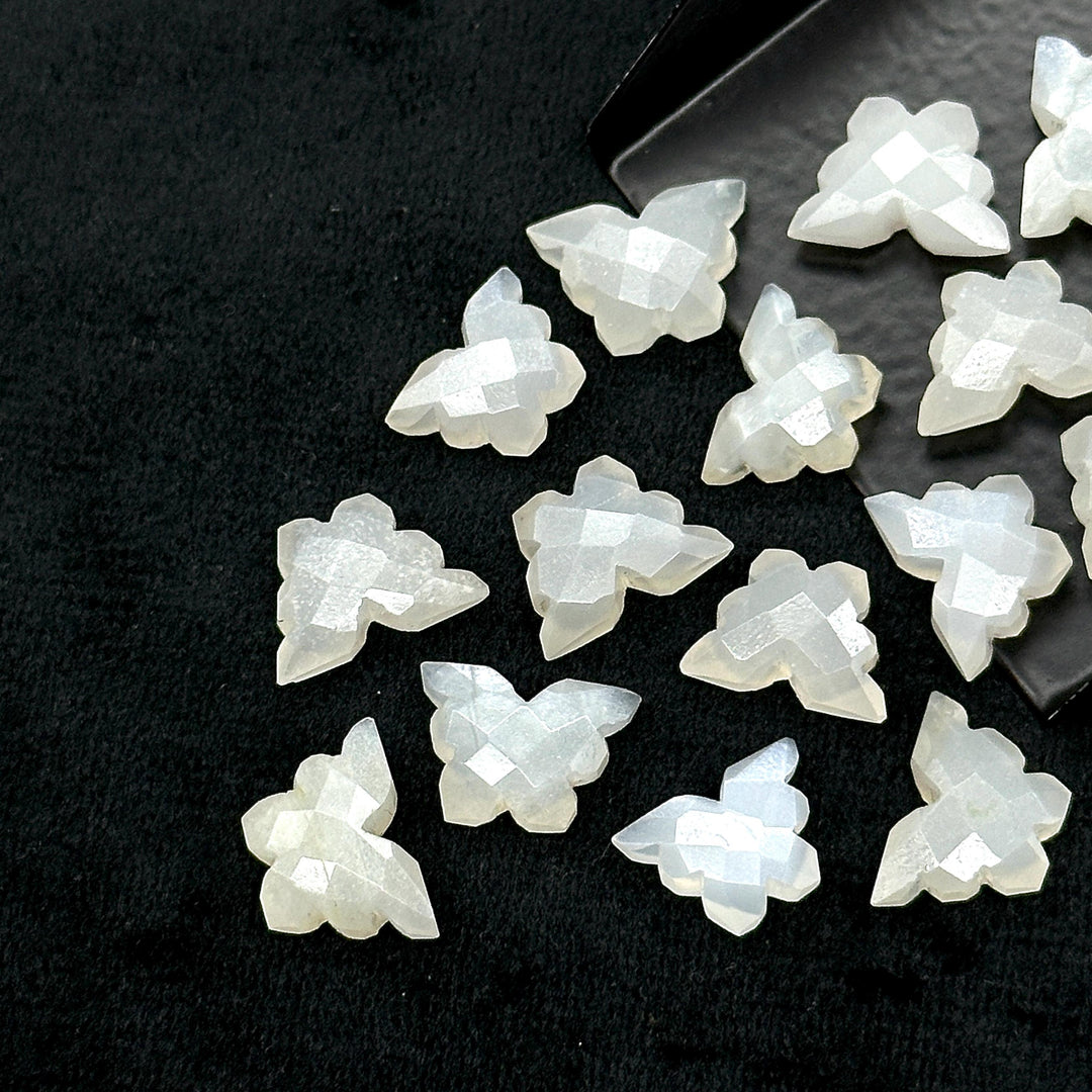 Natural White Moonstone Butterfly Shape Carving Beads, Faceted Butterfly Gemstone, Animal Carving Beads For Jewelry, Charm Beads 14x10MM
