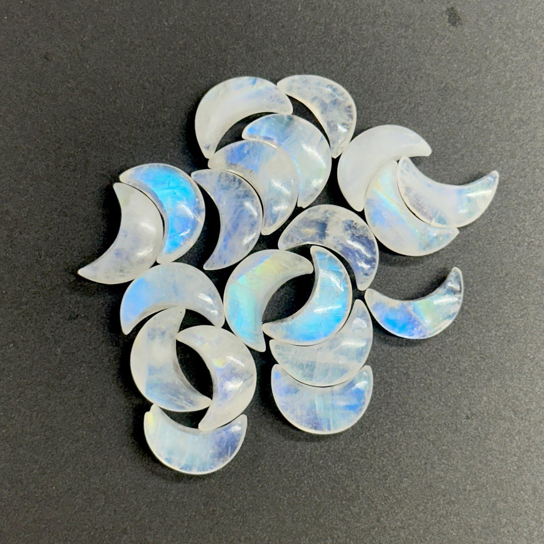 Rainbow Moonstone Moon Beads: Hand Carved Briolette Gemstone, 12mm