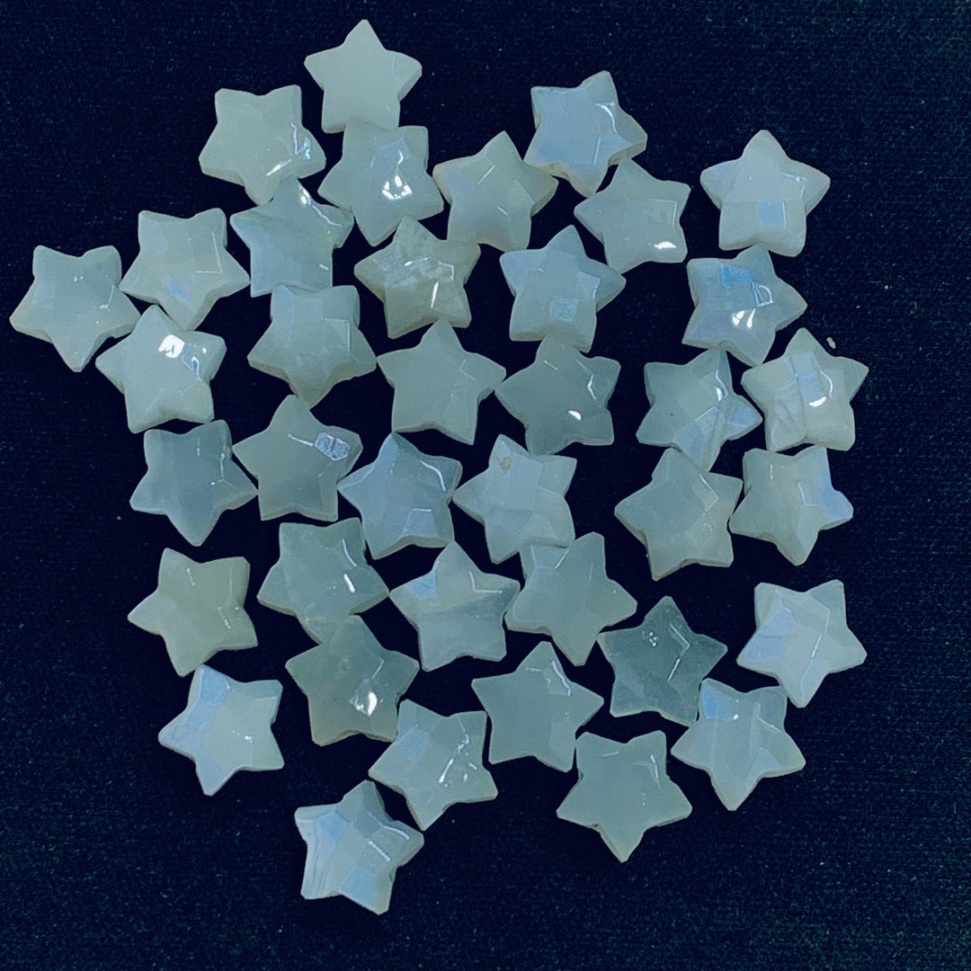 Natural White Moonstone Hand Carved faceted Star Shape Briolettes,Carved Star Shape Gemstone For Jewellery,  Faceted Star 10mm