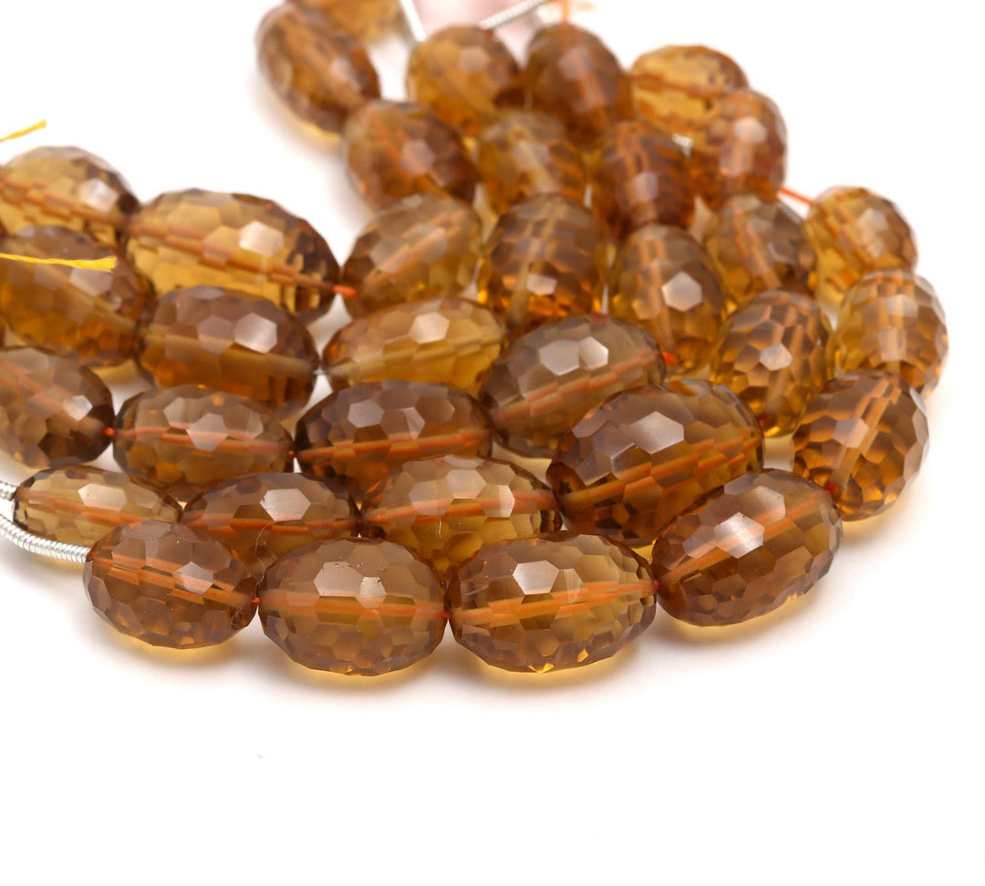 Amazing Bear Quartz Oval Shape Briolettes Beads, Natural Honey Quartz Oval Beads, Football Cutting Oval Beads for Jewelry Making, 11-16 MM