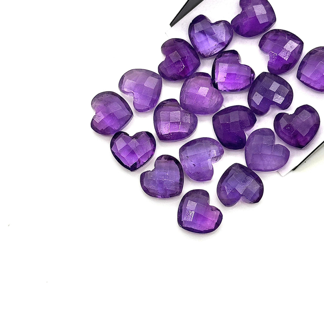 Amethyst Heart Briolette Beads: Faceted 12mm Carved Charms