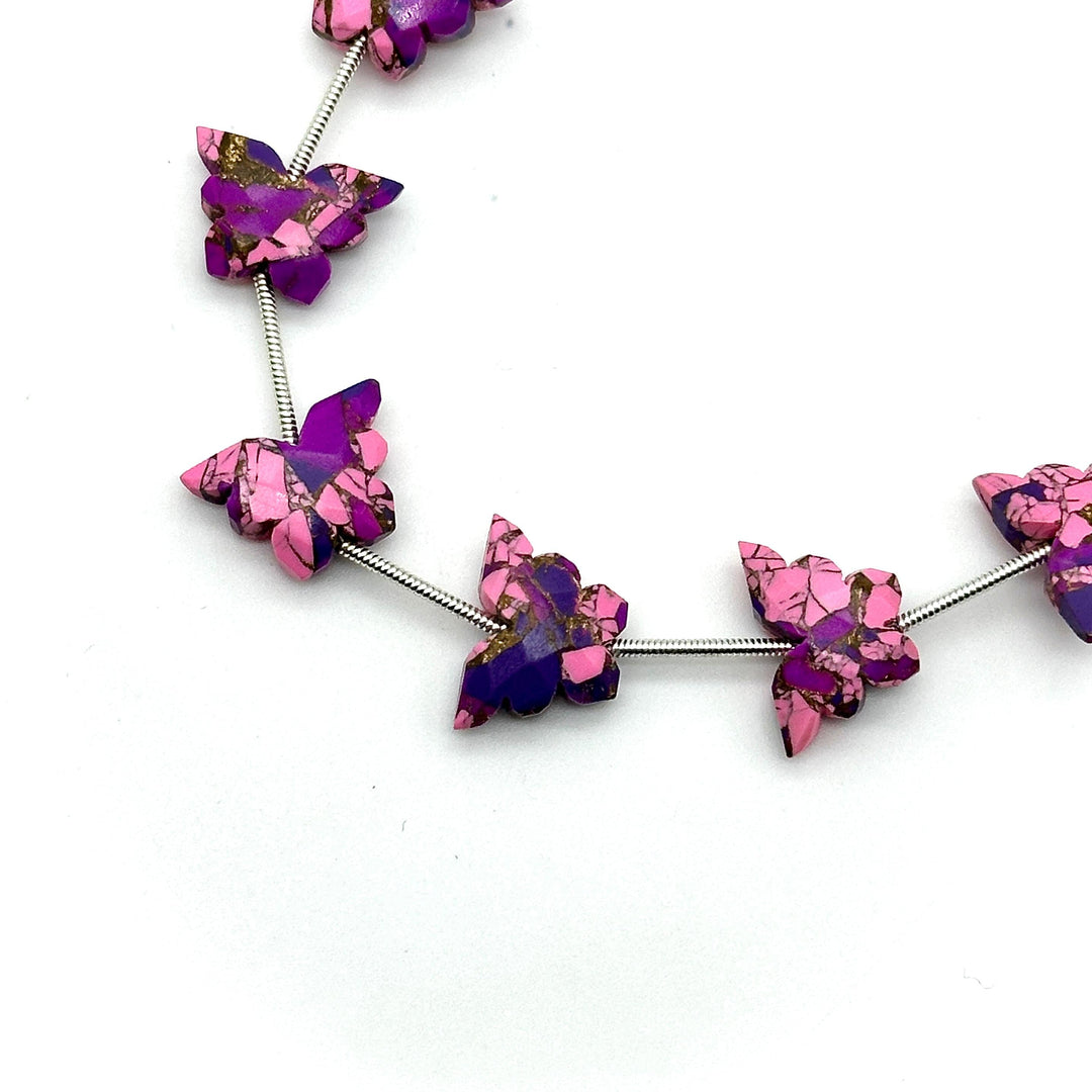 Pink, Purple Mohave Turquoise Butterfly Beads, AAA Turquoise Faceted Butterfly Gemstone Briolette's, Butterfly Charms For Jewelry 14x10 MM