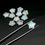 Load image into Gallery viewer, Smooth Rainbow Moonstone Star Beads, Flashy Moonstone Celestial Gemstone Charms, Jewelry Making Hand Carved Gemstones, 15mm