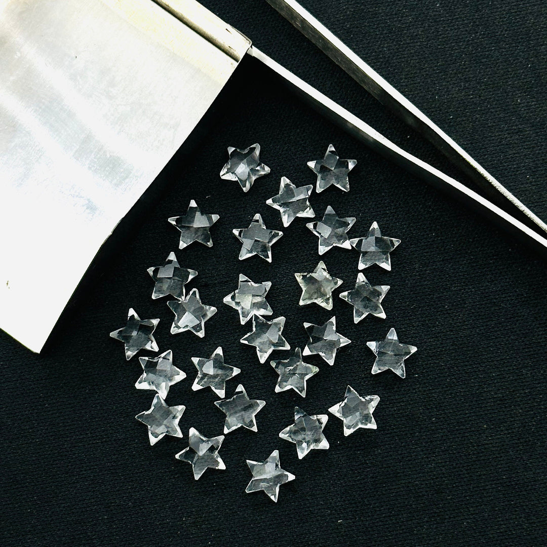 Cute Natural Crystal Quartz Stars Shape Briolettes, AAA Clear Crystal Faceted Star Shape Beads, Jewelry Making Loose Gemstones, 8 MM